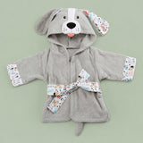 Secure belt tie design on a comfortable pure cotton baby bathrobe.