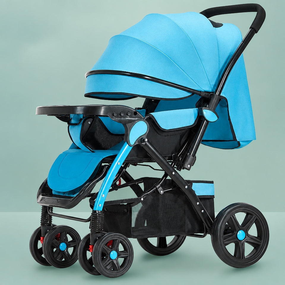Lightweight reversible baby stroller in sleek modern grey shown from the front.