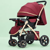 Parent-facing mode on lightweight stroller showing infant comfortably looking up.