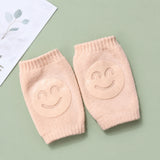 Soft terry cotton material detail of comfortable baby crawling knee pads.
